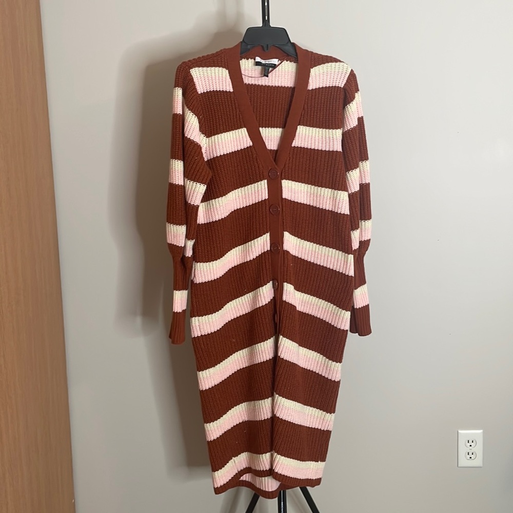 Plus Size Knit Cardigan Dress | Size 18/20 | Striped Detail